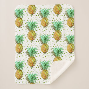 Couverture Sherpa Motif d'ananas Gold & Green