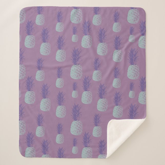 Couverture Sherpa Motif d'ananas mou violet (Devant)