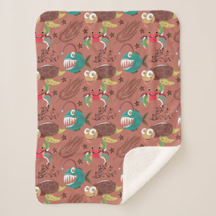 Couverture Sherpa Motif d'animaux aquatiques vie sous-marine en me