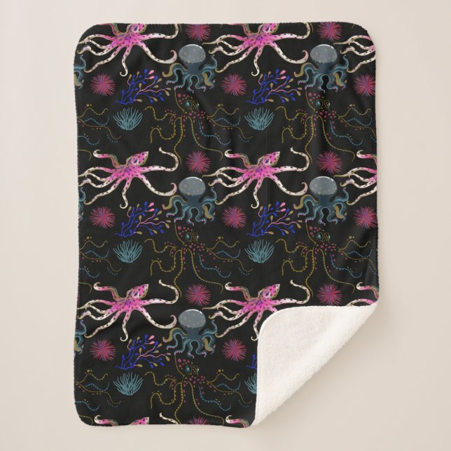 Couverture Sherpa Motif d'animaux aquatiques | vie sous-marine océan (Devant)