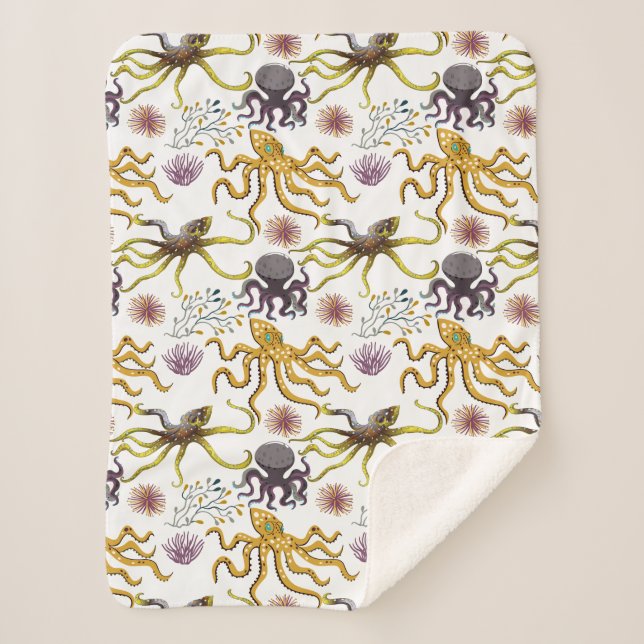 Couverture Sherpa Motif d'animaux aquatiques | vie sous-marine océan (Devant)