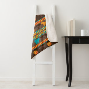 Couverture Sherpa Motif d'animaux tribaux africains