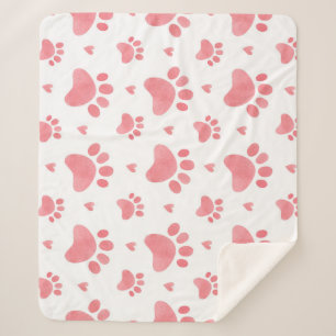Couverture Sherpa Motif d'aquarelle Cat Paws