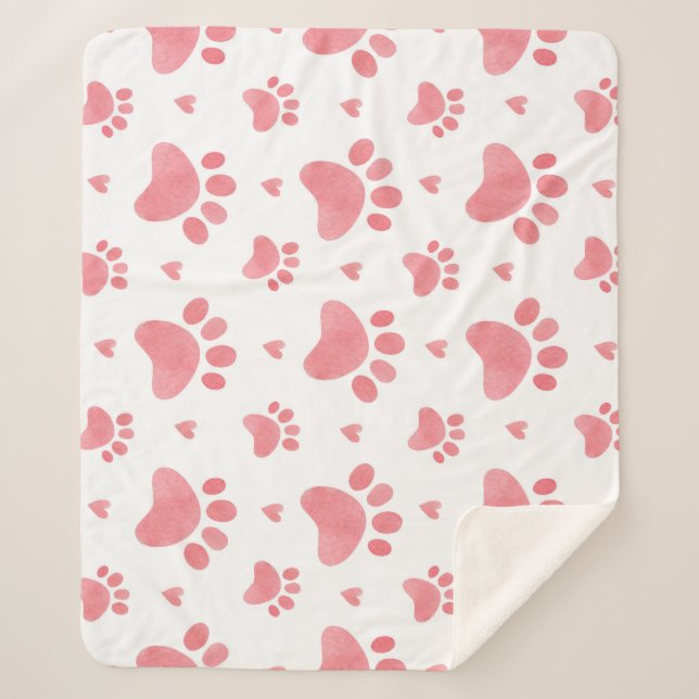 Couverture Sherpa Motif d'aquarelle Cat Paws (Devant)