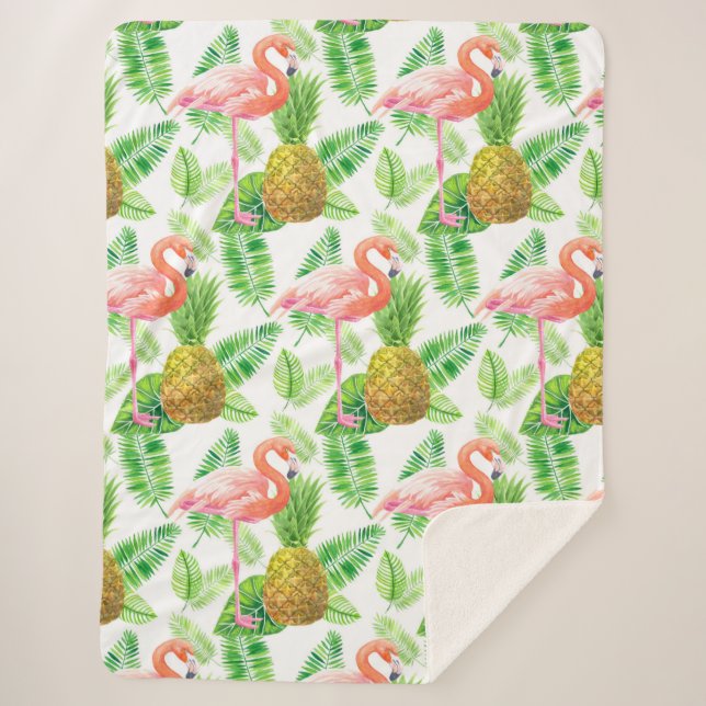 Couverture Sherpa Motif d'aquarelle de jardin tropical (Devant)