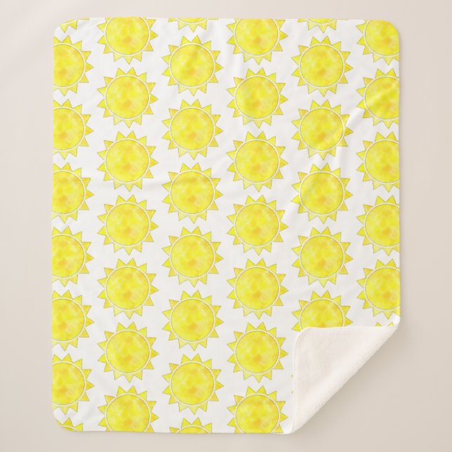 Couverture Sherpa Motif d'aquarelle solaire jaune (Devant)