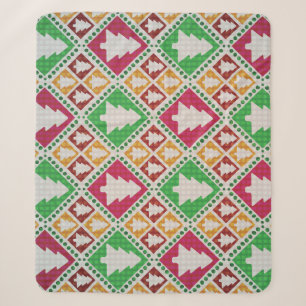 Couverture Sherpa Motif d'arbre de Noël vintage.