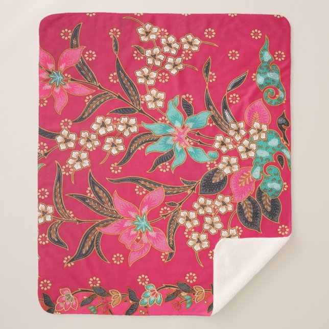 Couverture Sherpa Motif d'art batik indonésien (Devant)