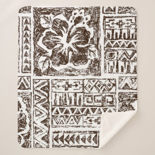 Couverture Sherpa Motif d'art tropical autochtone hawaïen