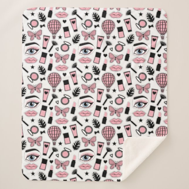 Couverture Sherpa Motif d'autocollant de maquillage (Devant)