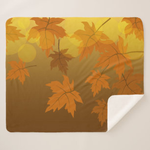 Couverture Sherpa Motif d'automne avec feuilles d'érable en chute et