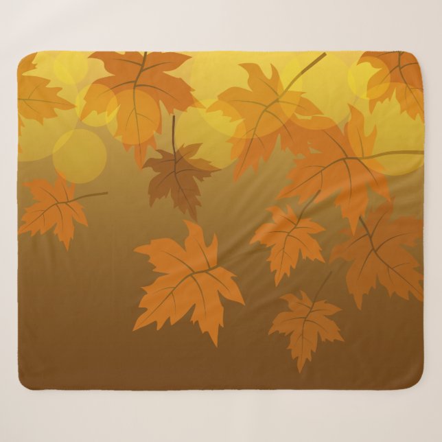 Couverture Sherpa Motif d'automne avec feuilles d'érable en chute et (Devant (Horizontal))