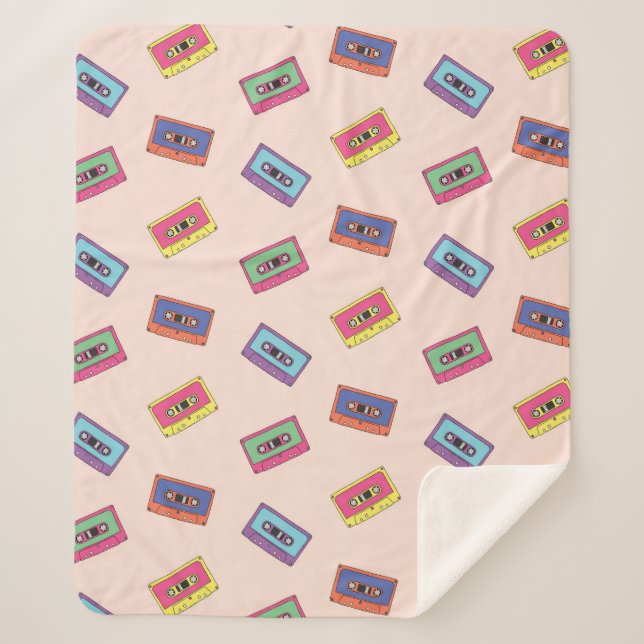 Couverture Sherpa Motif de bande audio Retro Neon (Devant)