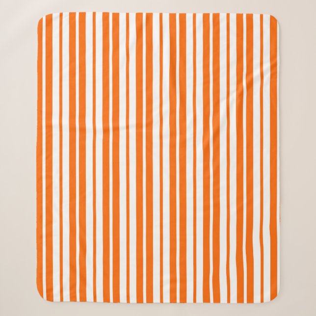 Couverture Sherpa Motif de bandes verticales blanches orange (Devant)