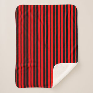 Couverture Sherpa Motif de bandes verticales en noir rouge