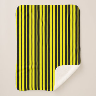 Couverture Sherpa Motif de bandes verticales noires jaunes