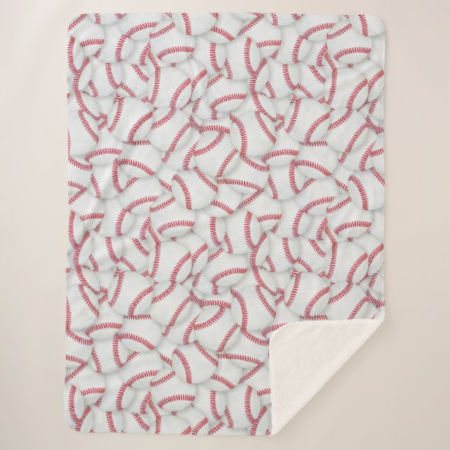 Couverture Sherpa Motif de baseballs en couche (Devant)
