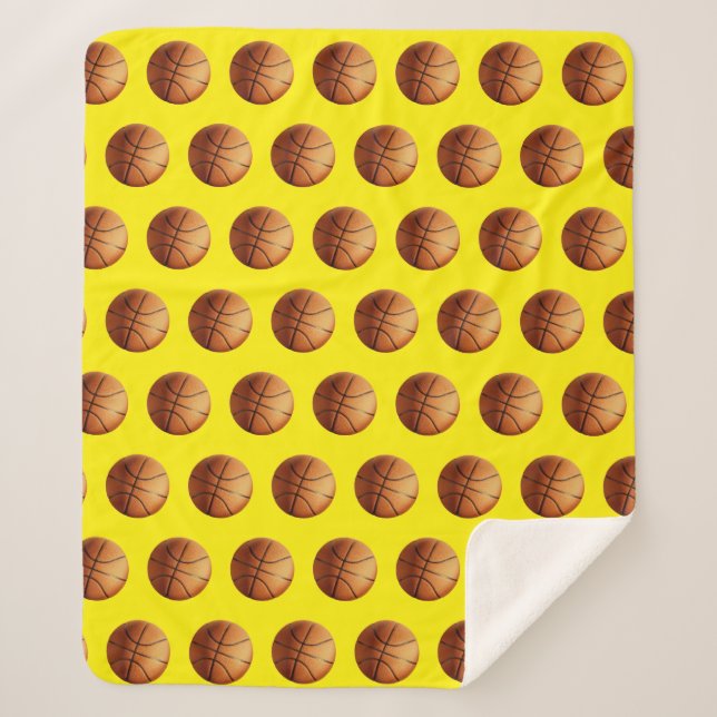 Couverture Sherpa Motif de basketball orange, (Devant)