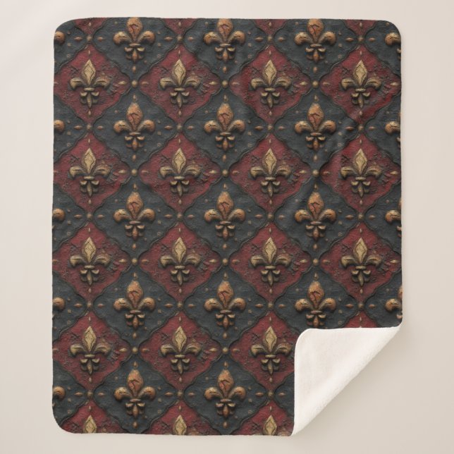 Couverture Sherpa Motif de bois sculpté gothique (2) (Devant)