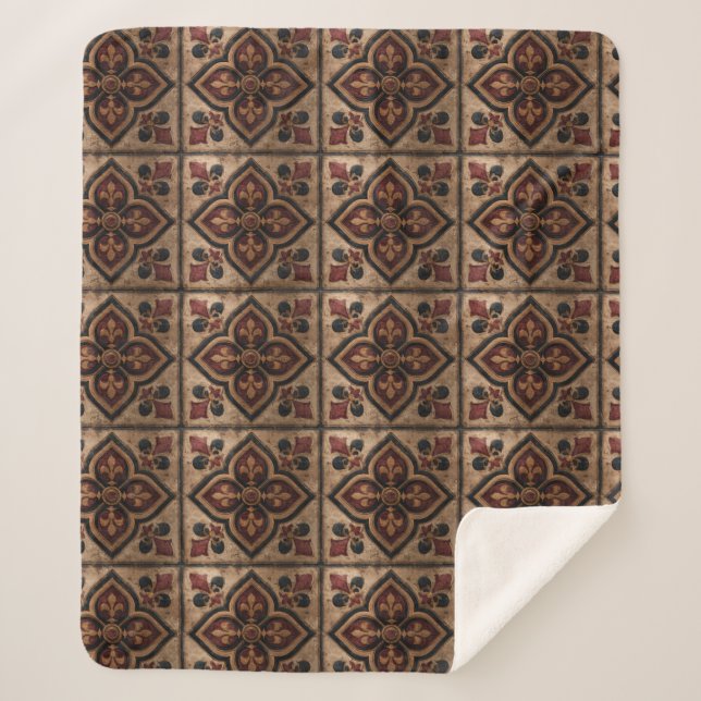 Couverture Sherpa Motif de bois sculpté gothique (3) (Devant)