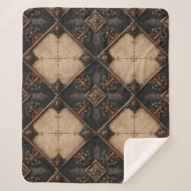 Couverture Sherpa Motif de bois sculpté gothique (4) (Devant)