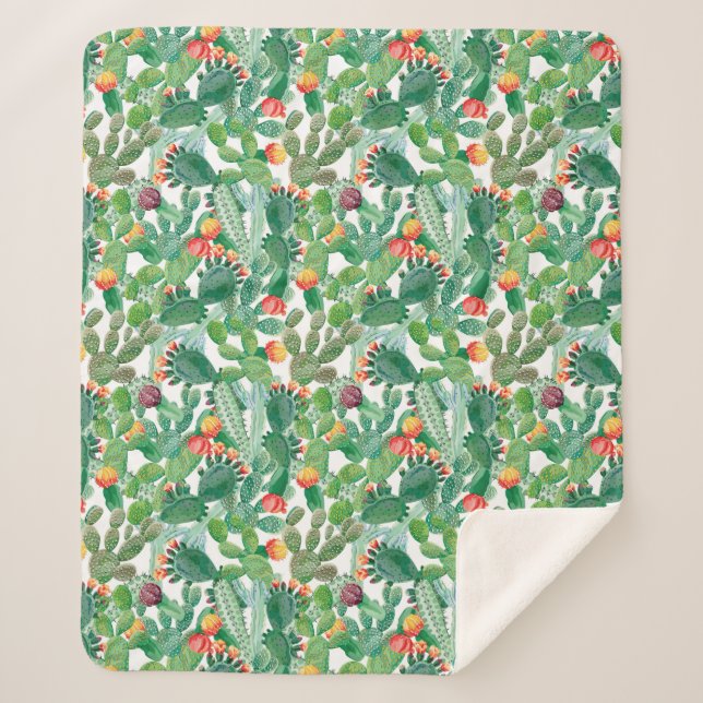 Couverture Sherpa Motif de cactus d'aquarelle (Devant)