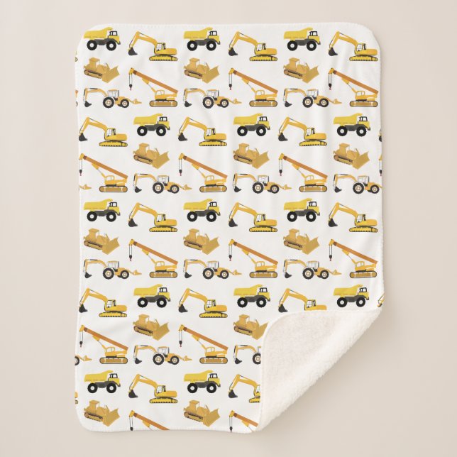 Couverture Sherpa Motif de camions de construction (Devant)