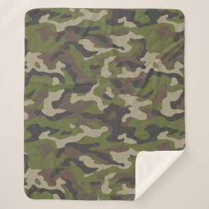 Couverture Sherpa Motif de camouflage vert