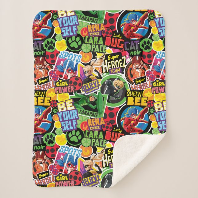 Couverture Sherpa Motif de caractères superhéros miraculeux (Devant)