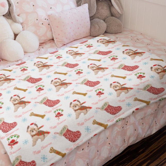 Couverture Sherpa Motif de célébration de Noël avec Yorkie   (Créateur téléchargé)