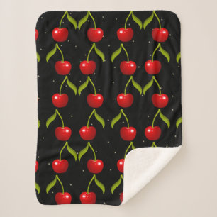 Couverture Sherpa Motif de cerises brillantes