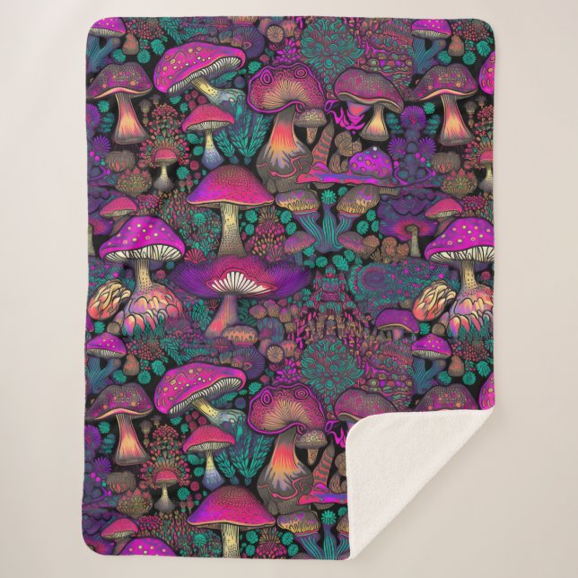Couverture Sherpa Motif de champignon psychédélique Trippy (Devant)