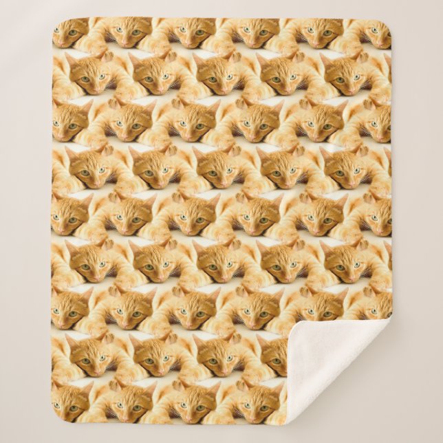 Couverture Sherpa Motif de chat au gingembre orange (Devant)