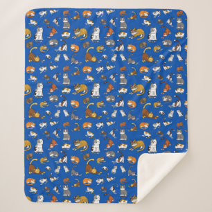 Couverture Sherpa motif de chat mignon bleu pour amoureux de les cha