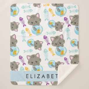Couverture Sherpa Motif De Chats, Chats Mignons, Chatons, Votre Nom