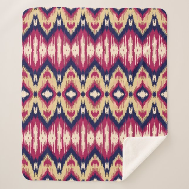 Couverture Sherpa Motif de chevron ikat rose ethnique arrière - plan (Devant)