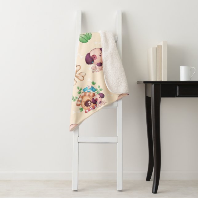Couverture Sherpa Motif de chien adorable  (En situation)