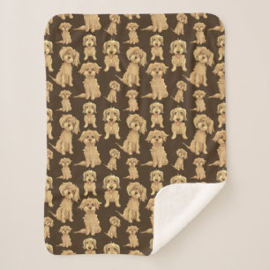 Couverture Sherpa Motif de chien Brown labradoodle doré