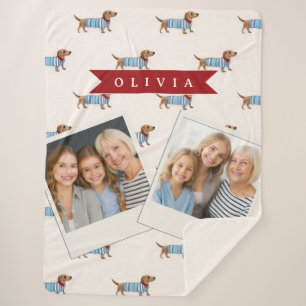 Couverture Sherpa Motif de chien Dachshund mignon et chic personnali