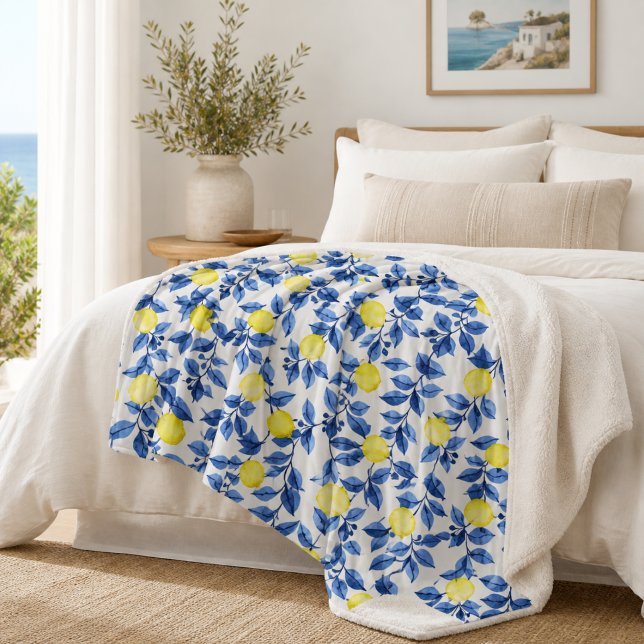 Couverture Sherpa Motif de citron agrumes méditerranéen (Créateur téléchargé)