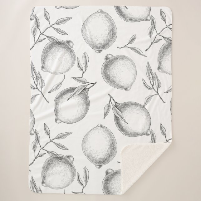 Couverture Sherpa Motif de citron dessiné à la main (Devant)