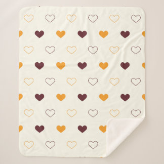 Couverture Sherpa Motif de cœur avec des cœurs orange et marron