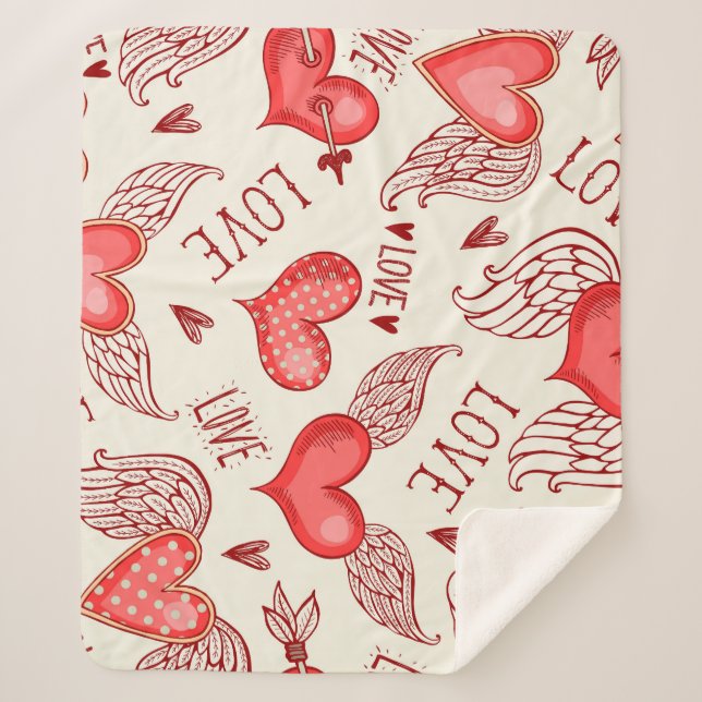 Couverture Sherpa Motif de coeur pour la Saint-Valentin (Devant)