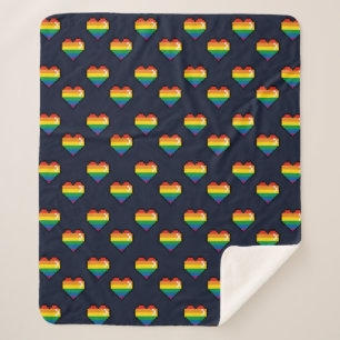 Couverture Sherpa Motif de coeur Rainbow 8 Bit
