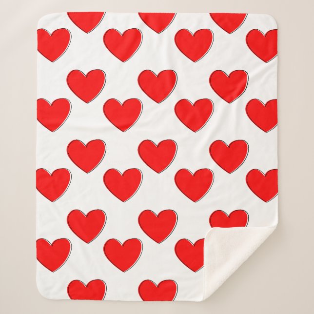 Couverture Sherpa Motif de cœur rouge décalé mignon (Devant)