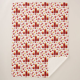 Couverture Sherpa "Motif de cœurs à la lumière des bougies rouge et