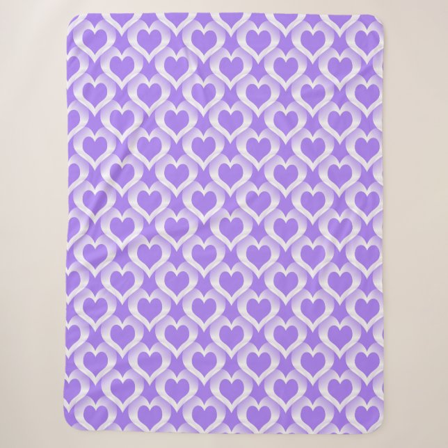 Couverture Sherpa Motif de cœurs blancs violets (Devant)