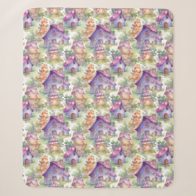 Couverture Sherpa Motif de Cottage Champignon Fantaisiste (7) (Devant)