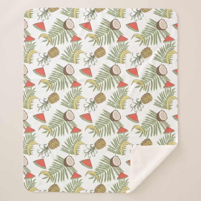 Couverture Sherpa Motif de croquis de fruit tropical (Devant)