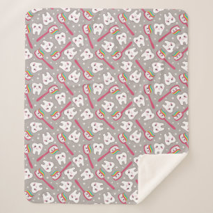 Couverture Sherpa Motif de dents d'arc-en-ciel